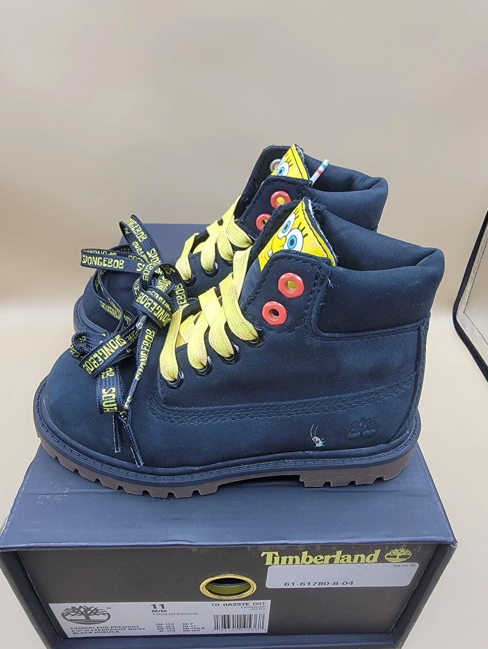 Timberland X SpongeBob Premium 6in Waterproof Boot Toddler's Size 11C Black